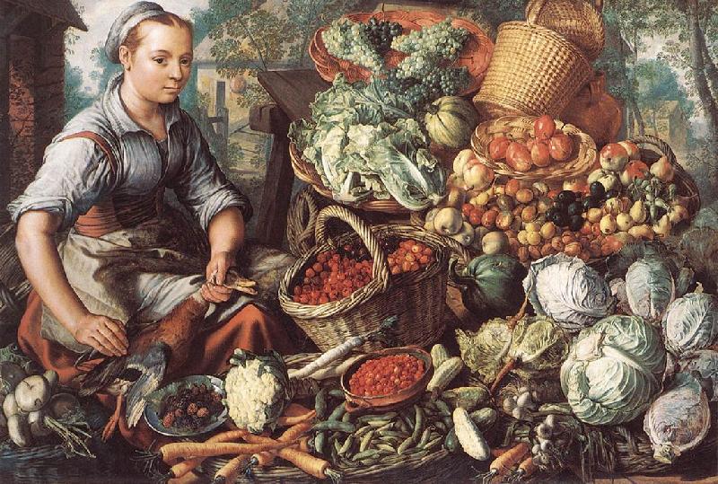 BEUCKELAER, Joachim Market Woman with Fruit, Vegetables and Poultry  intre oil painting image